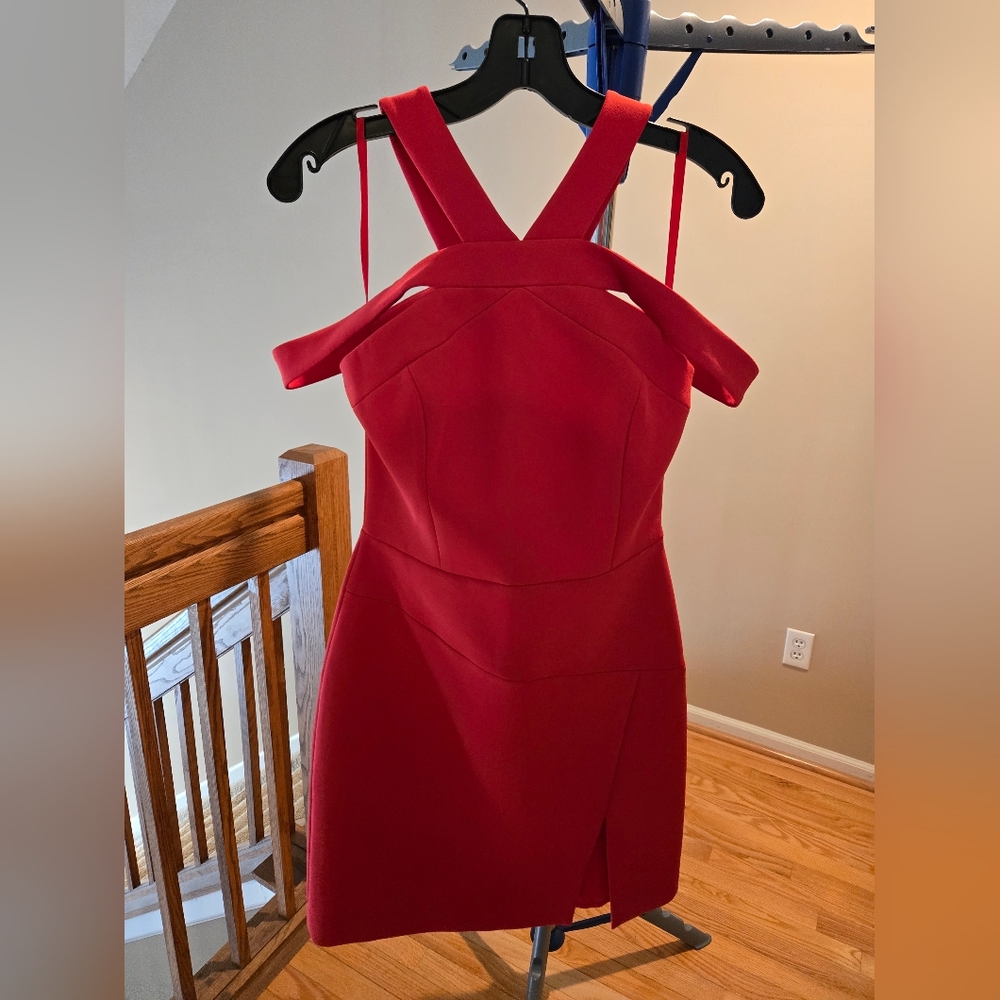 BCBGMAXAZRIA Red Strappy Mini Dress Size 4